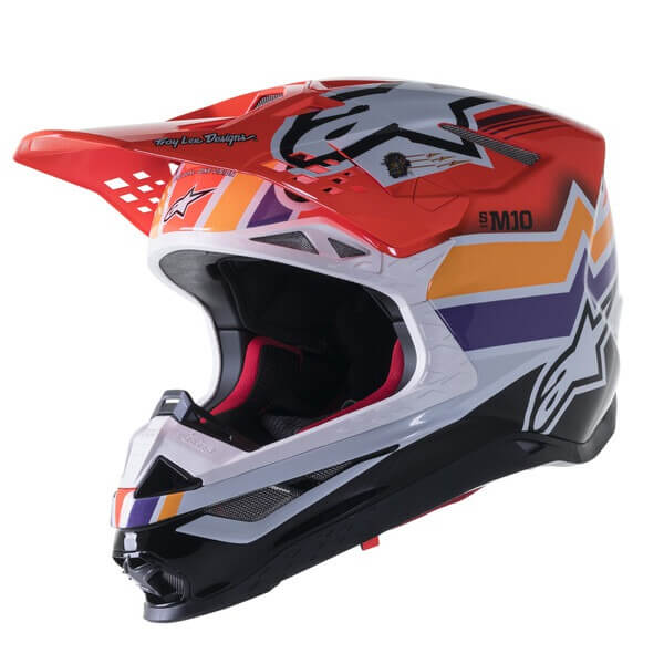 přilba SUPERTECH S-M10 DICE TROY LEE DESIGNS (ORANŽOVÁ/ŽLUTÁ/FIALOVÁ/BÍLÁ/ČERNÁ)
