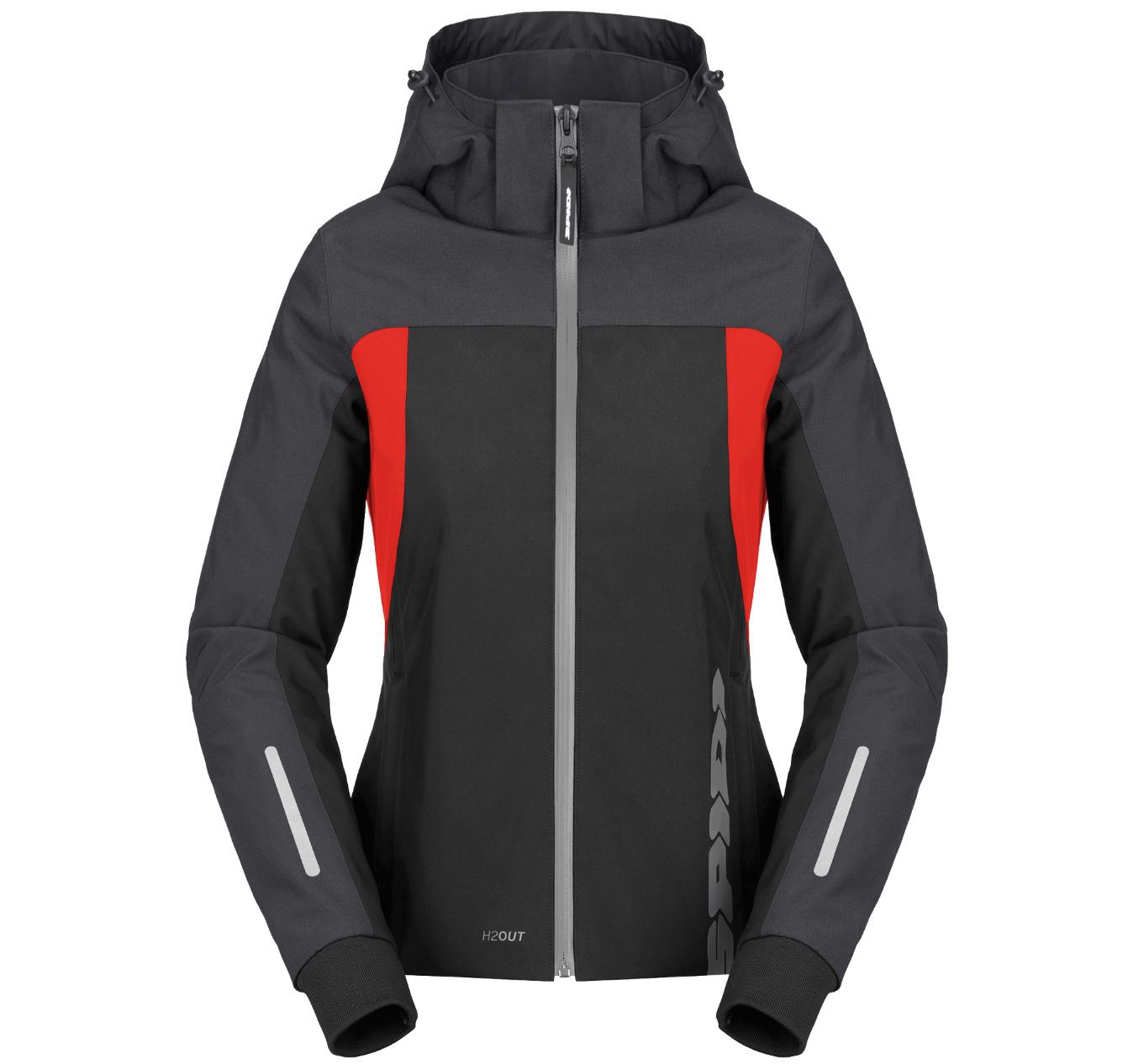 bunda HOODIE H2OUT 2 LADY, SPIDI, dámská (černá/antracit/červená)